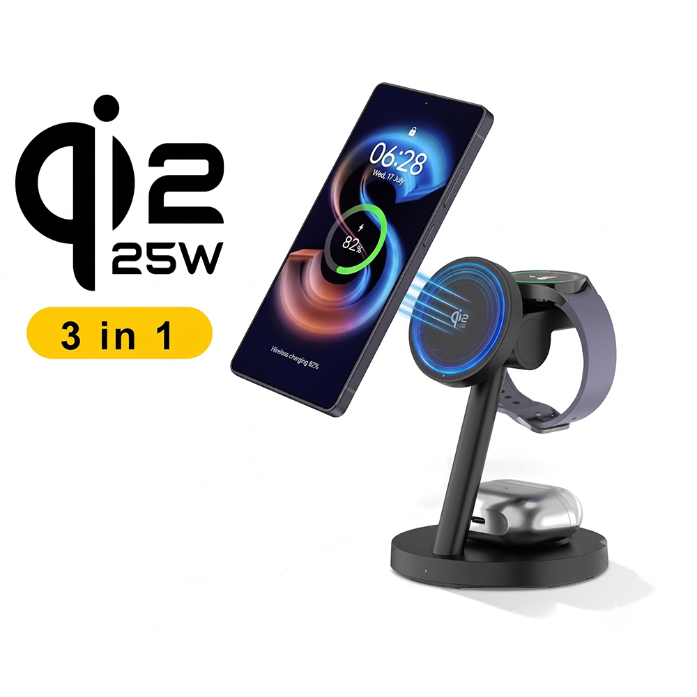 Smartwatch Watches For Iphone - Stacja szybkiego ładowania bezprzewodowego 3w1 Qi2.2