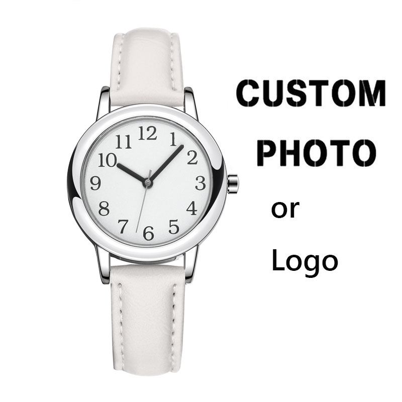 Leather Watch Strap - Biały pasek, smukły zegarek damski z