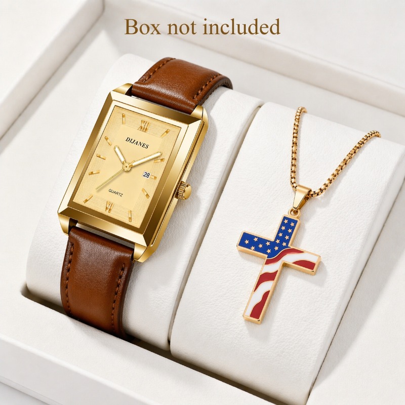 Smartwatch Branded Watches For Men - Zestaw Męski: Zegarek, Naszyjnik, Luksusowy Kwadratowy