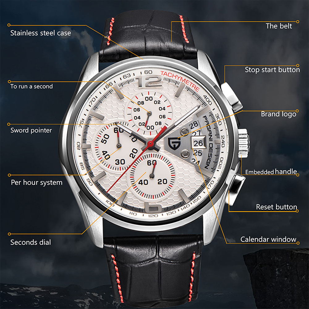 Anti-Magnetic Watch - PAGANI DESIGN Nowy PD-3306 Chronograf Męski