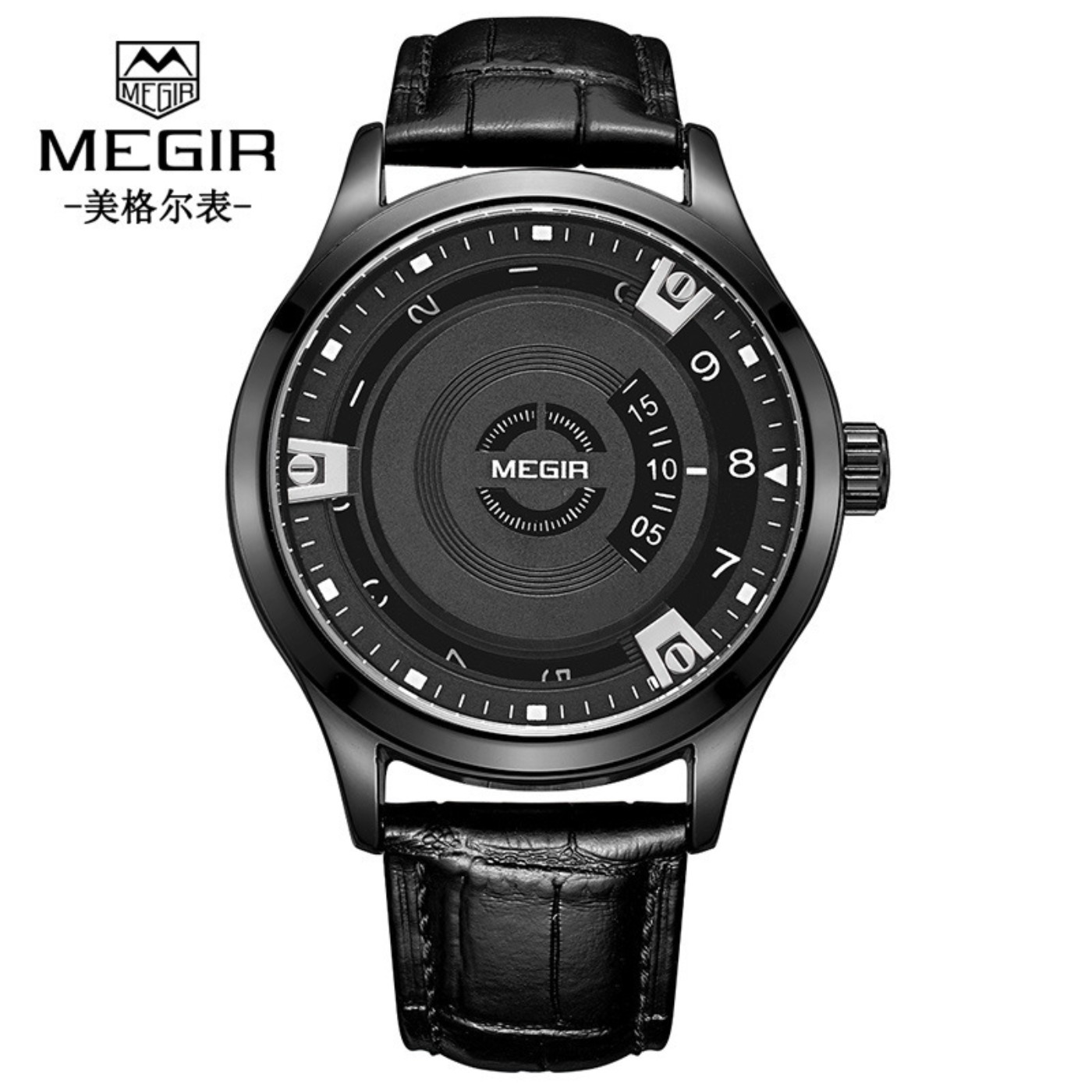 Leather Watch Strap - Zegarki męskie MEGIR, luksusowy skórzany pasek,