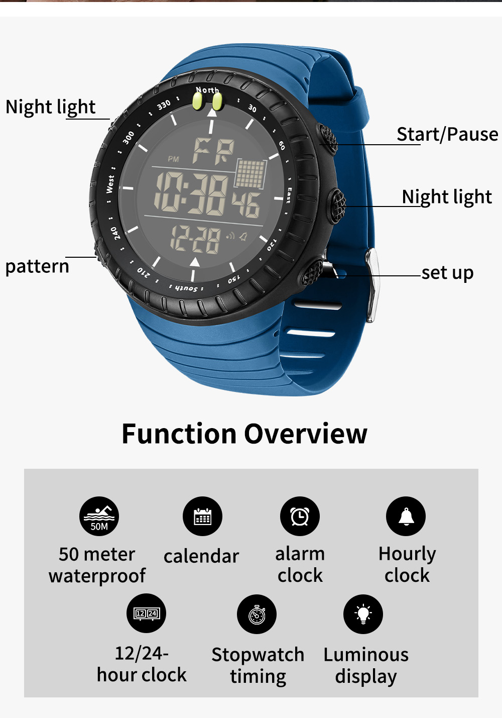 SANDA Nowy 6256 Męski Zegarek  – Tide Watch Surf recenzja i cena