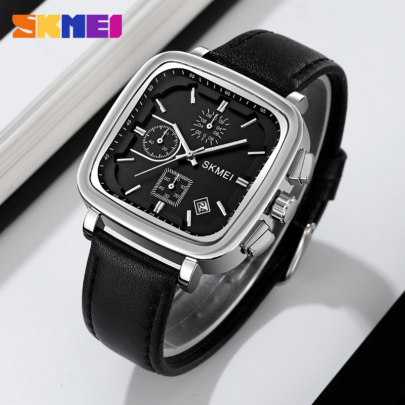 Kwadratowy męski zegarek kwarc – Leather Watch Strap recenzja i cena