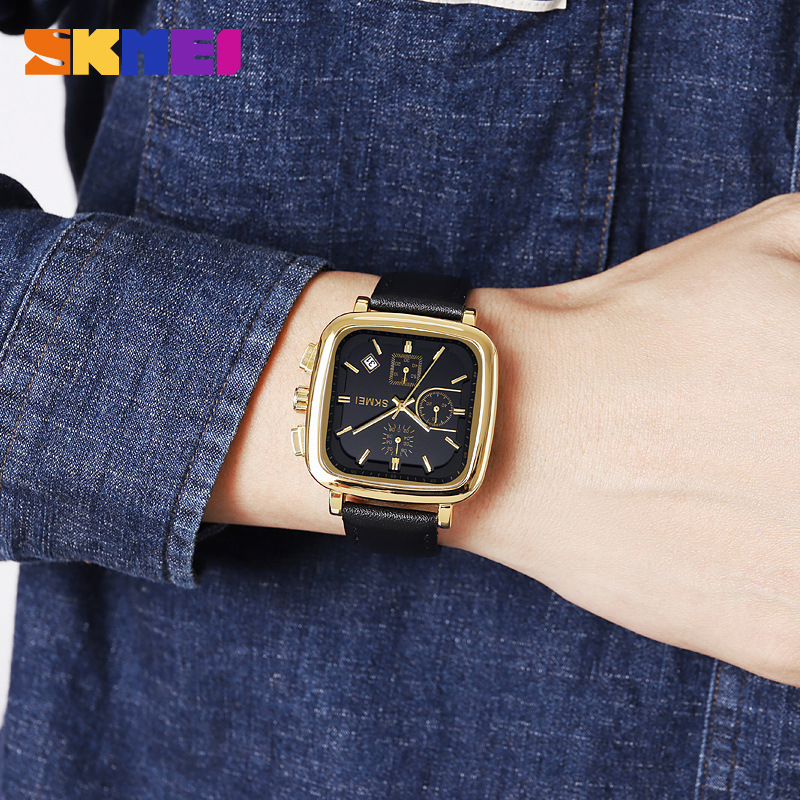 Kwadratowy męski zegarek kwarc – Leather Watch Strap recenzja i cena