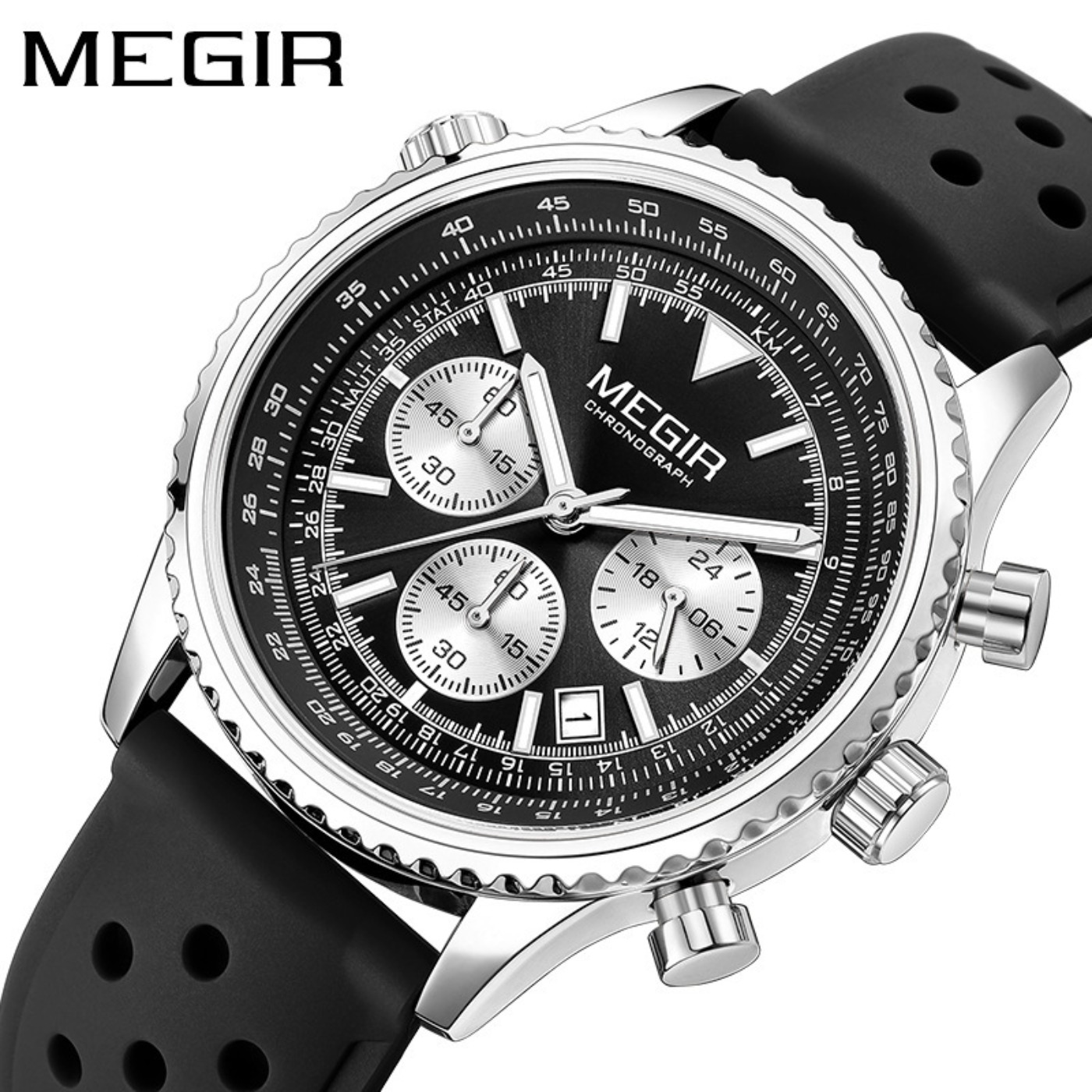 MEGIR Srebrno-Czarny Zegarek K – Leather Watch Strap recenzja i cena