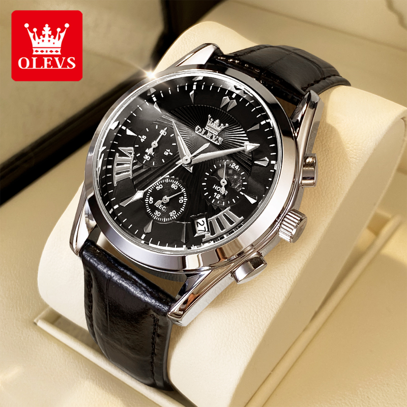 Męskie zegarki OLEVS w stylu c – Leather Watch Strap recenzja i cena