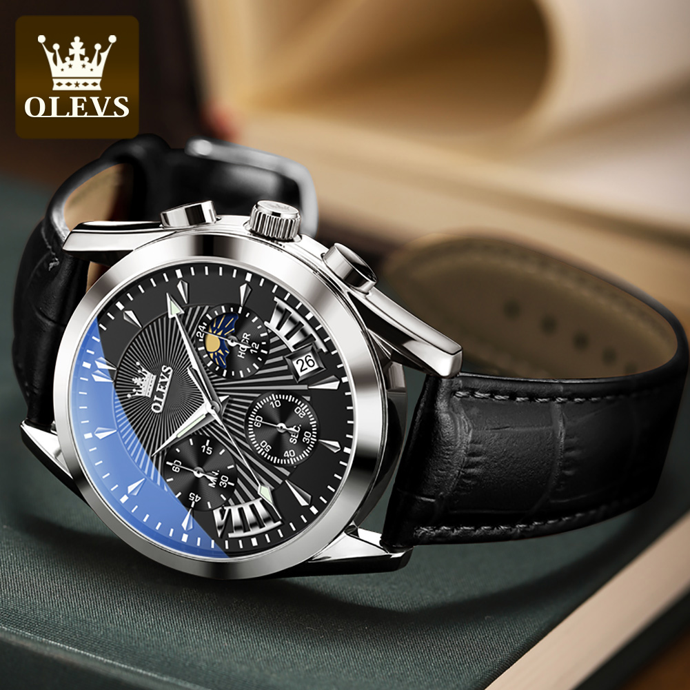 Męskie zegarki OLEVS w stylu c – Leather Watch Strap recenzja i cena